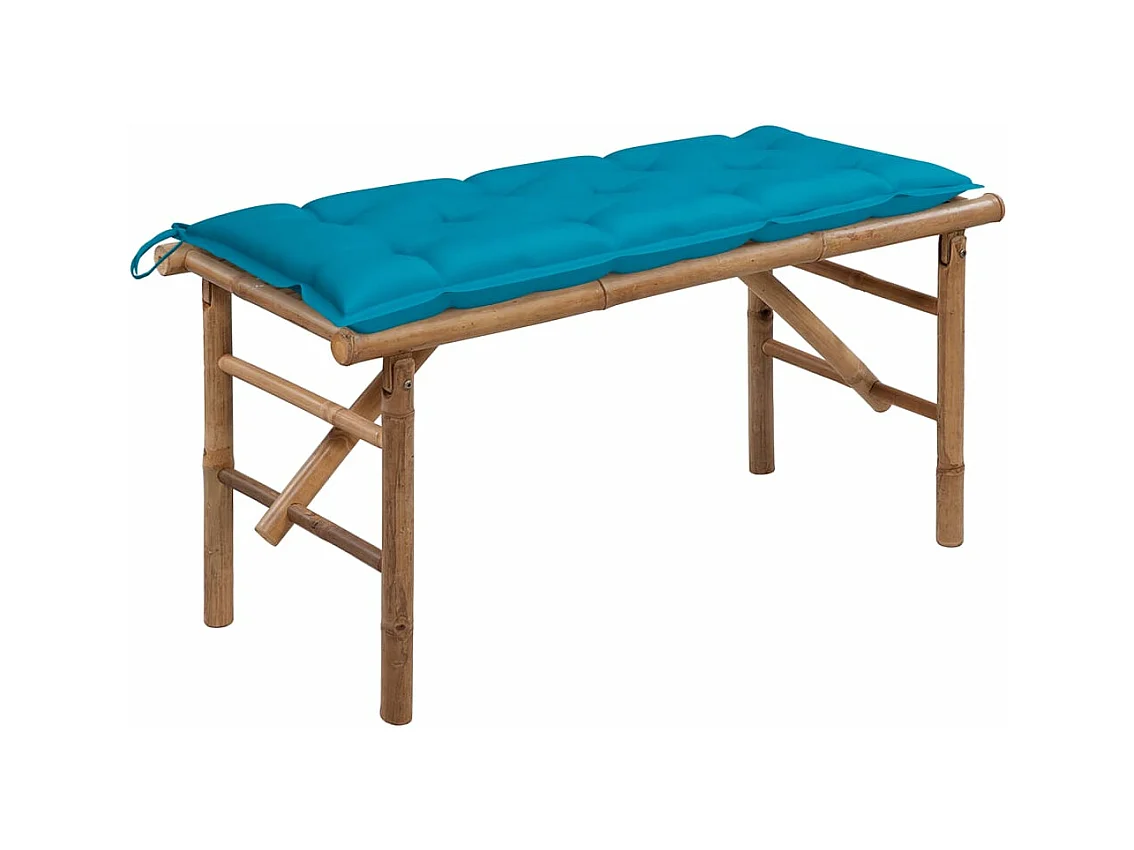 Banc de jardin pliable avec coussin 118 cm Bambou