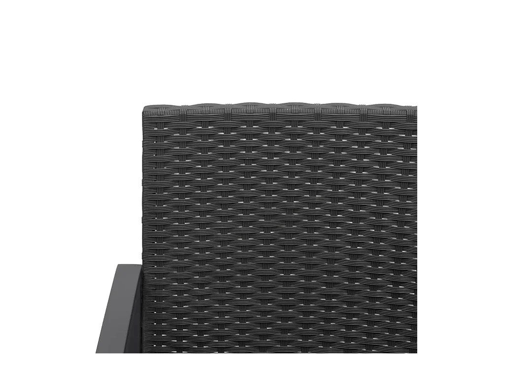 Banc de jardin à 3 places avec coussins noir rotin PP