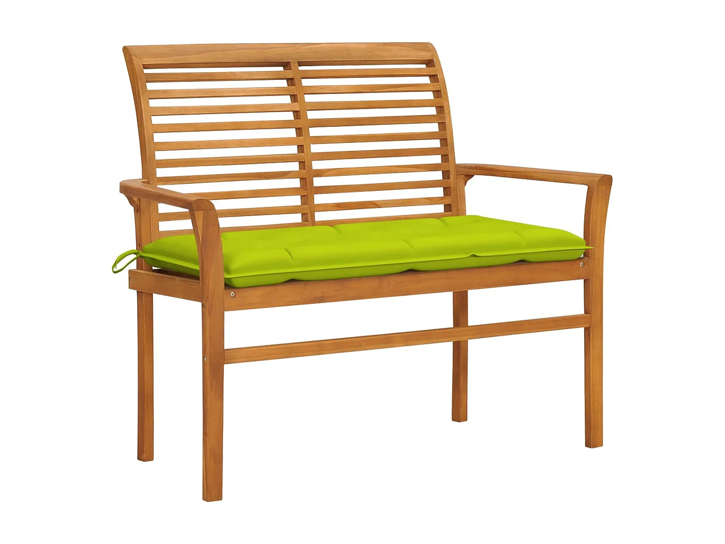 Banc de jardin avec coussin vert vif 112 cm Bois de teck massif