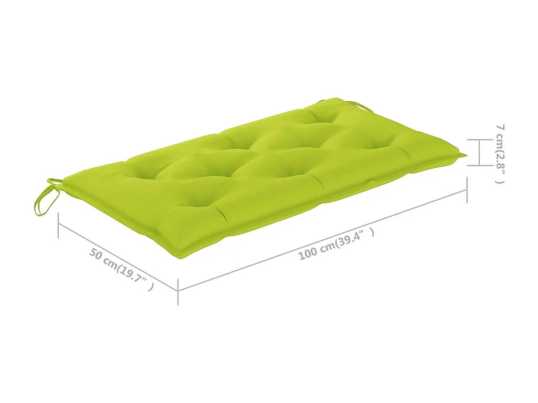 Banc de jardin avec coussin vert vif 112 cm Bois de teck massif