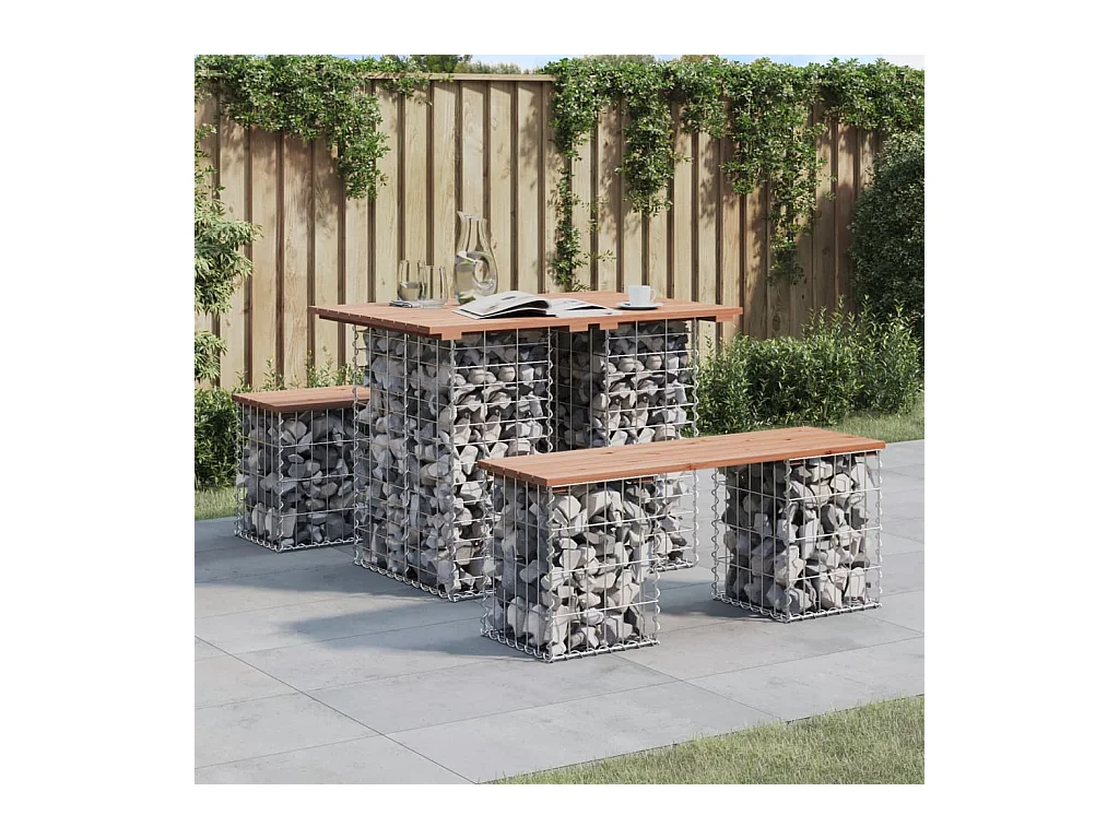 Banc de jardin design gabion 100x70x72cm bois massif de douglas