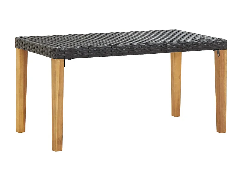 Tuinbank 120 cm poly rattan en massief acaciahout zwart