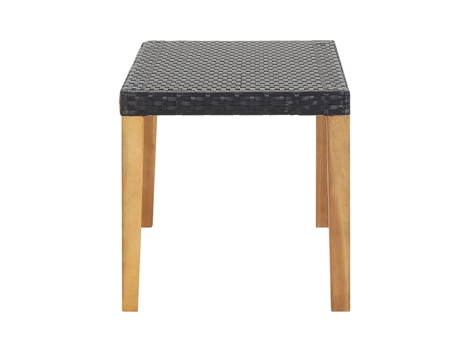 Banco de jardín ratán sintético y madera de acacia negro 120 cm