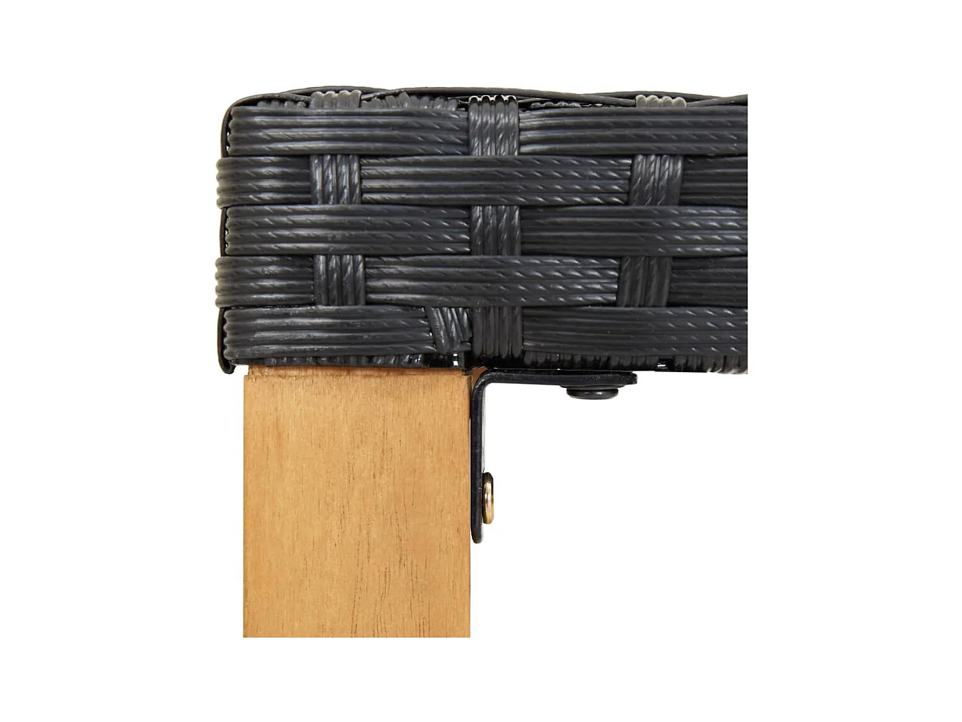 Banco de jardín ratán sintético y madera de acacia negro 120 cm