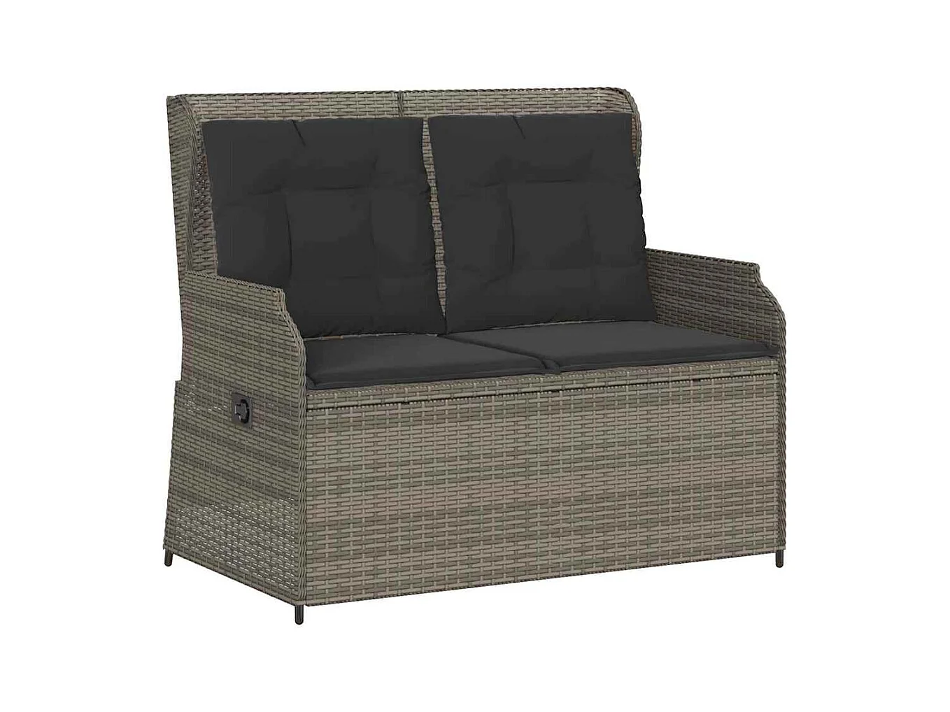 Sillón reclinable de jardín con cojines ratán sintético gris