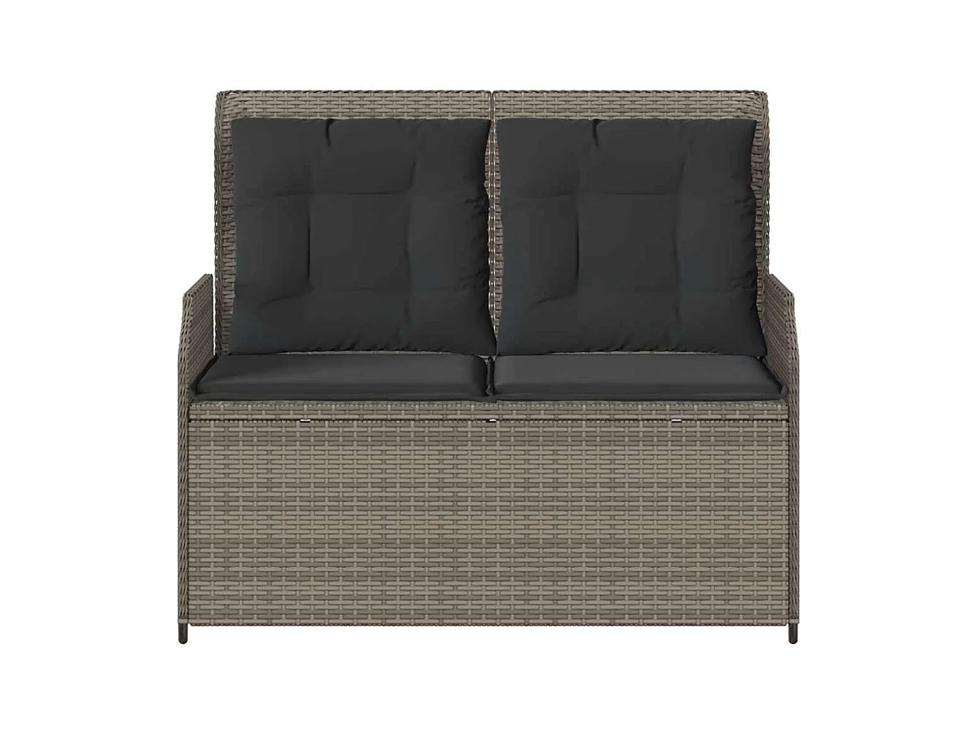 Sillón reclinable de jardín con cojines ratán sintético gris