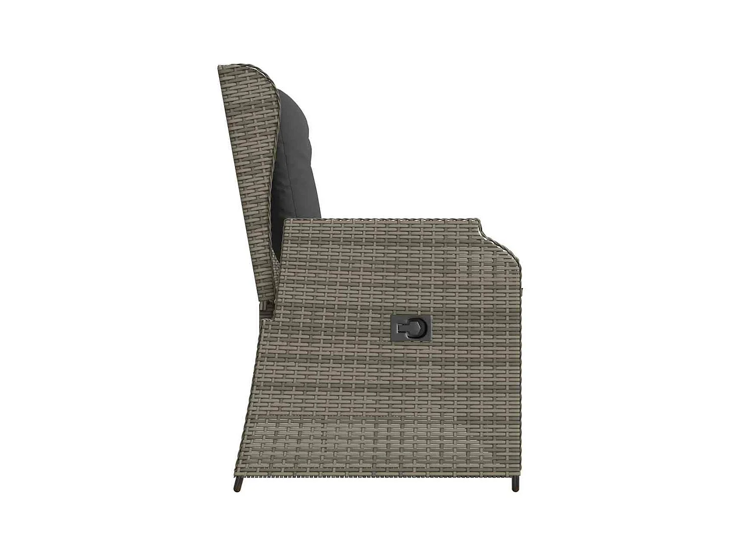 Sillón reclinable de jardín con cojines ratán sintético gris