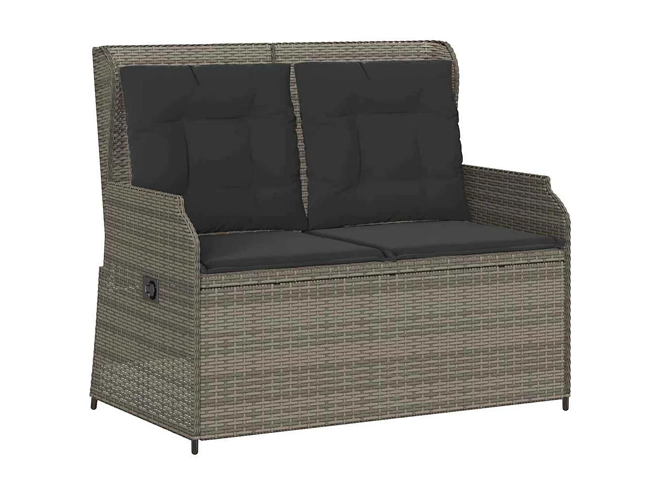 Banc inclinable de jardin avec coussins gris résine tressée