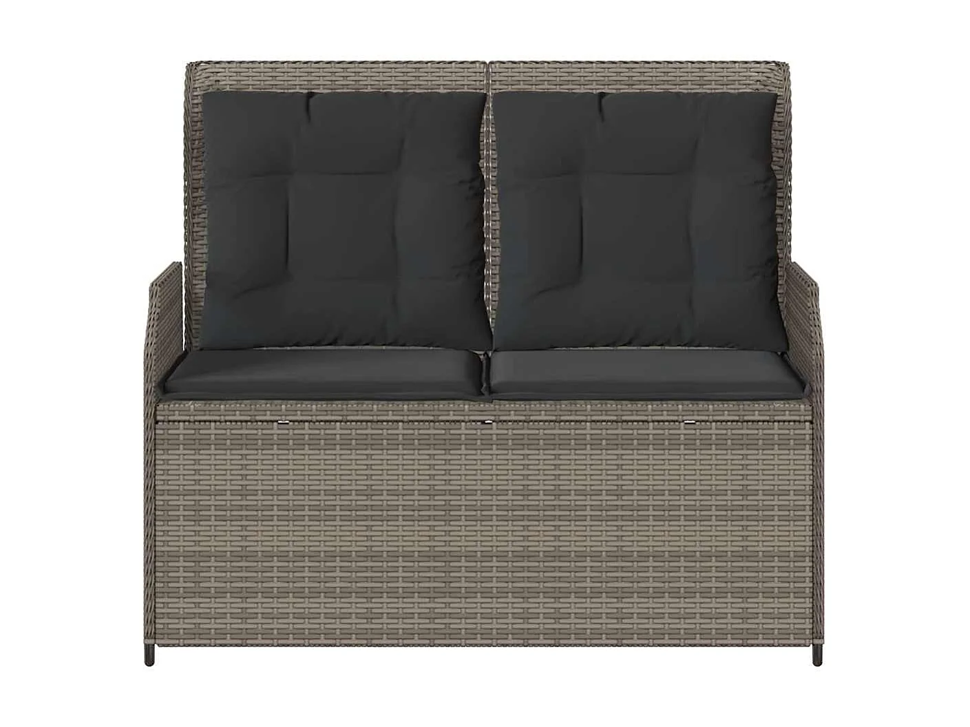 Banc inclinable de jardin avec coussins gris résine tressée