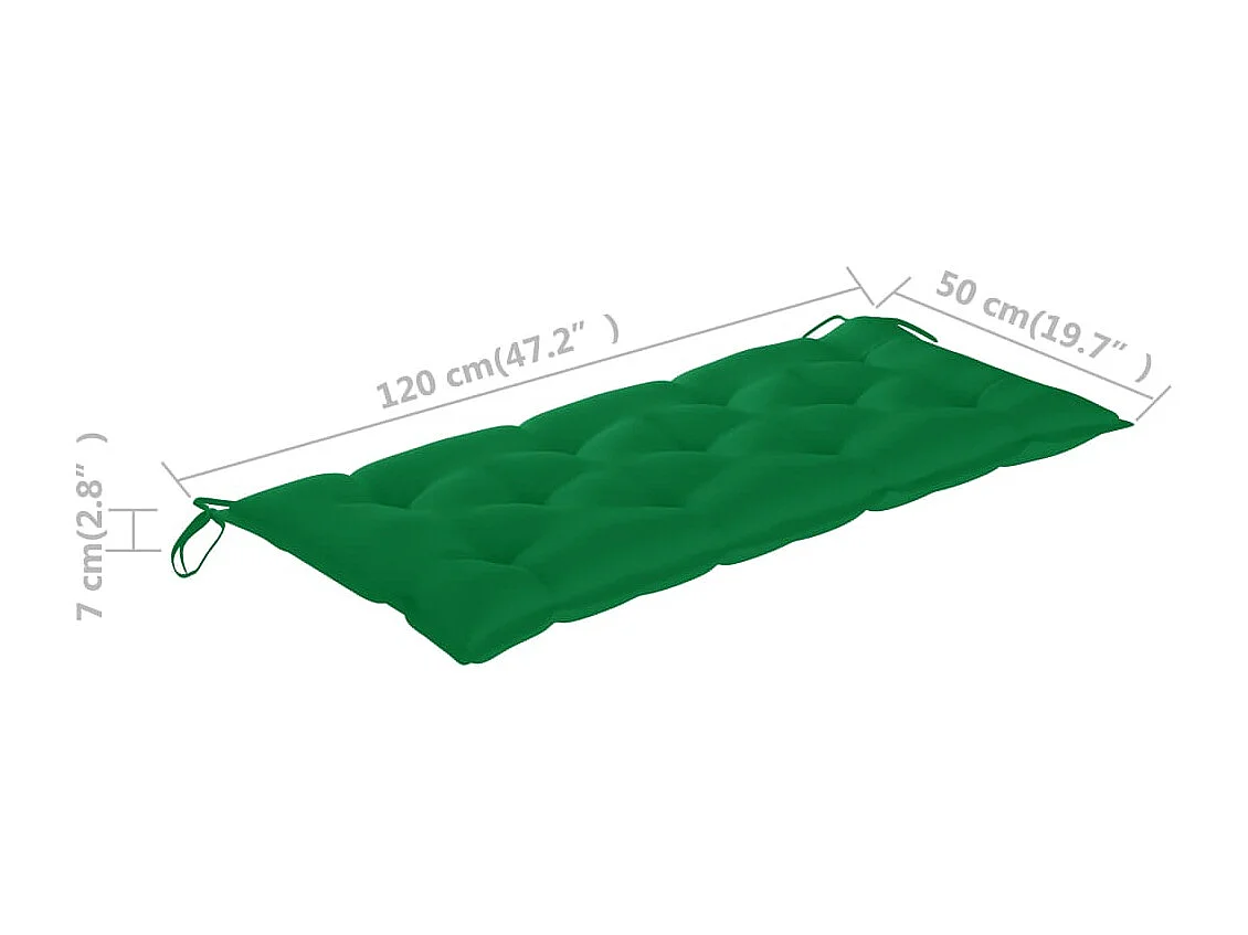 Banc de jardin avec coussin 120 cm Bois d'acacia massif