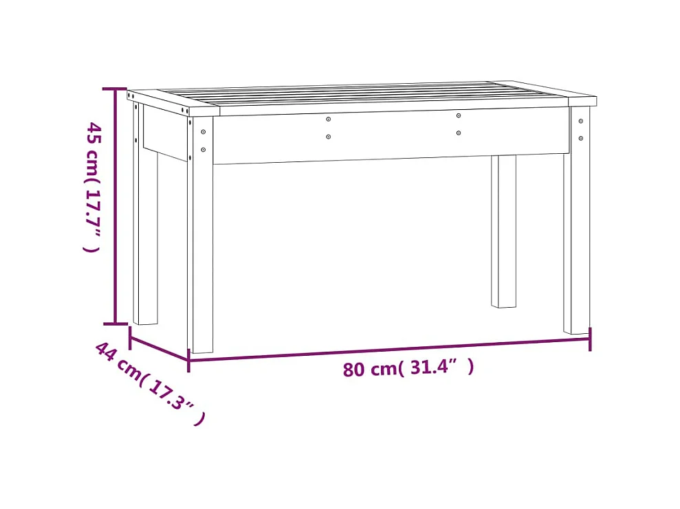 Banco de jardim 80x44x45 cm madeira de pinho maciça preto