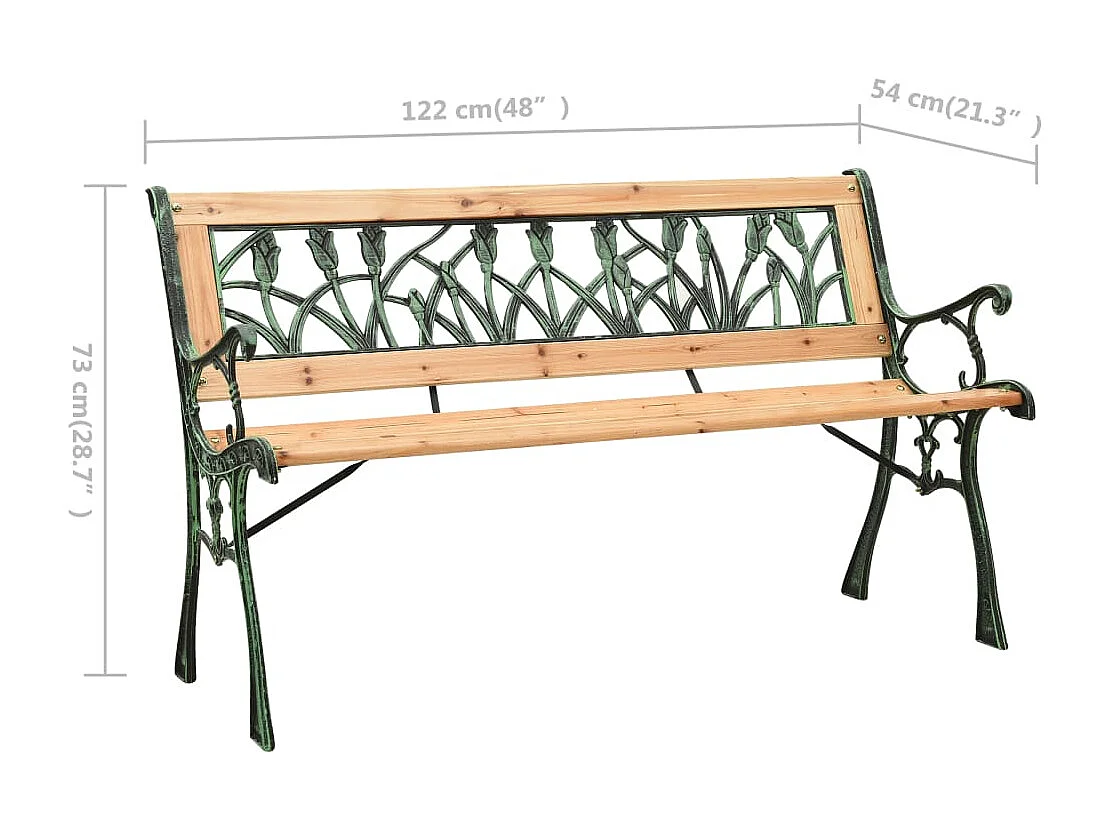 Banc de jardin 122 cm Fonte et bois de sapin massif