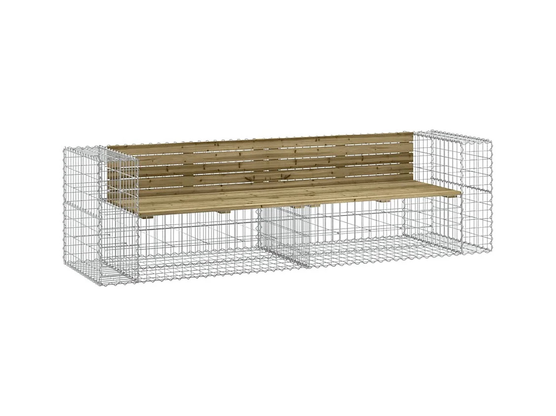 Banco de jardim com design gabião 244x71x65,5cm pinho impregnado