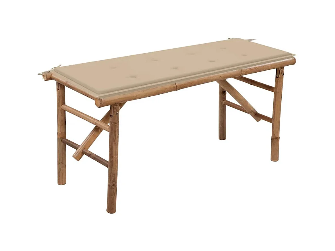 Banc de jardin pliable avec coussin 118 cm Bambou