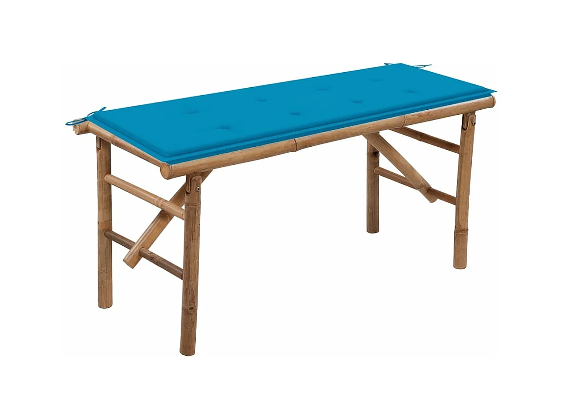 Banc de jardin pliable avec coussin 118 cm Bambou