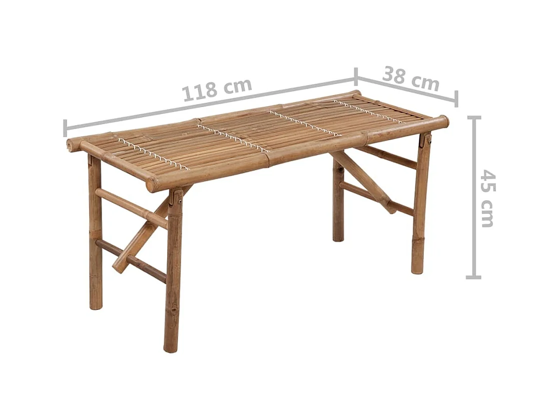Banc de jardin pliable avec coussin 118 cm Bambou