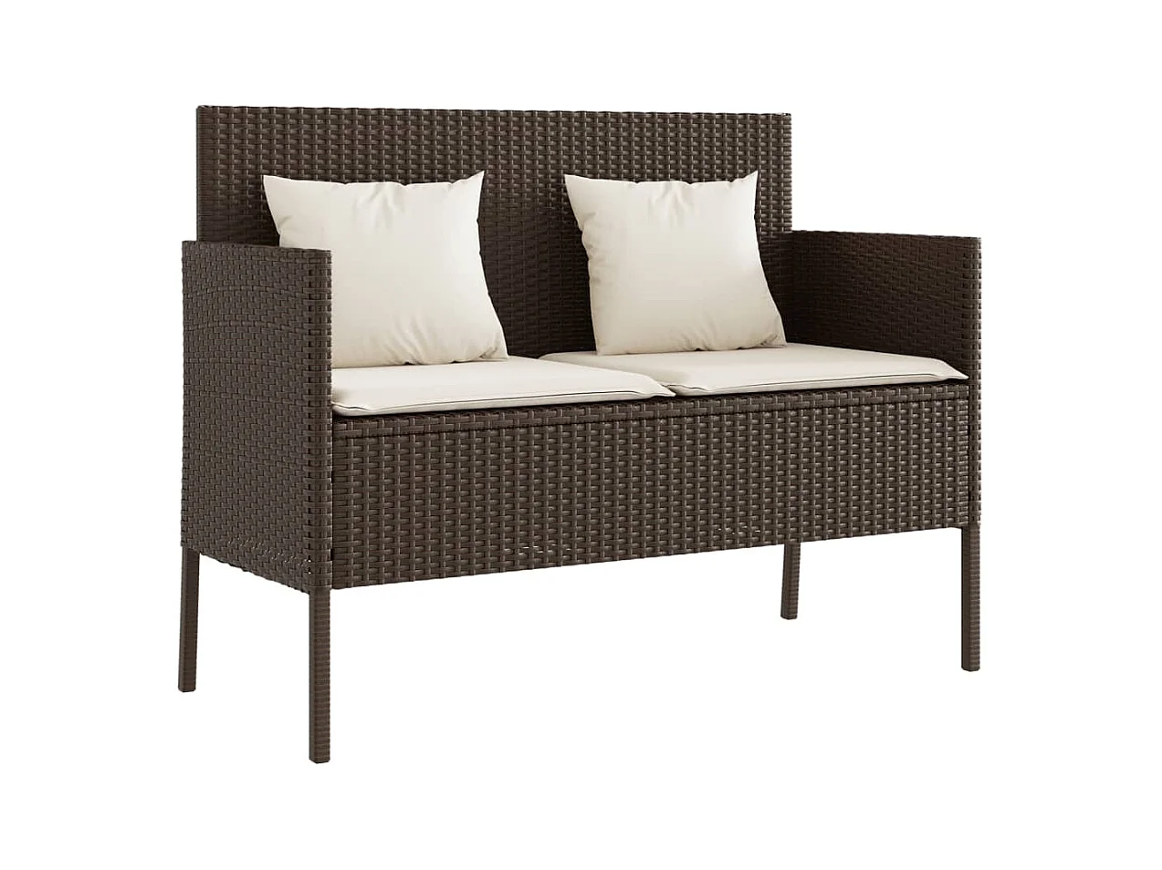 Banc de jardin avec coussins marron résine tressée