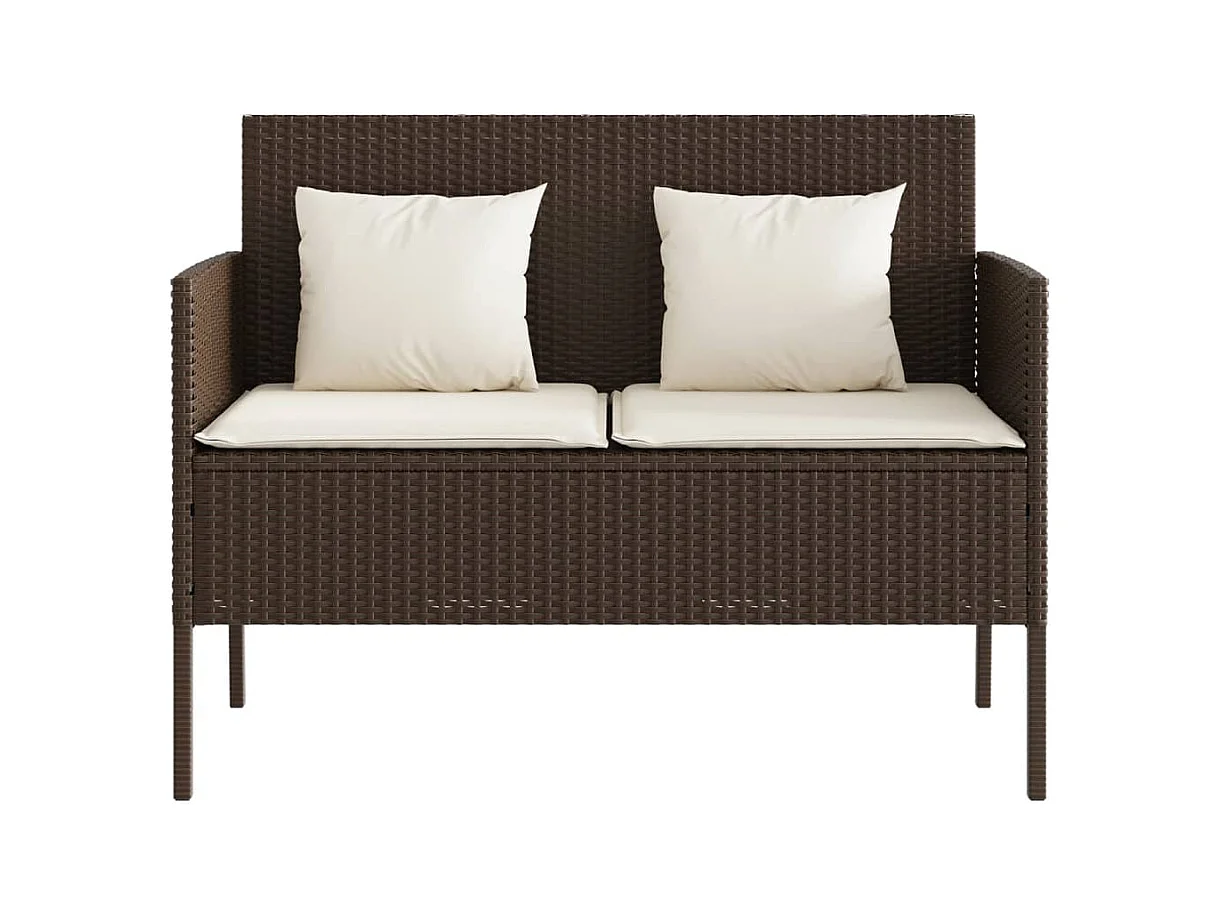 Banc de jardin avec coussins marron résine tressée