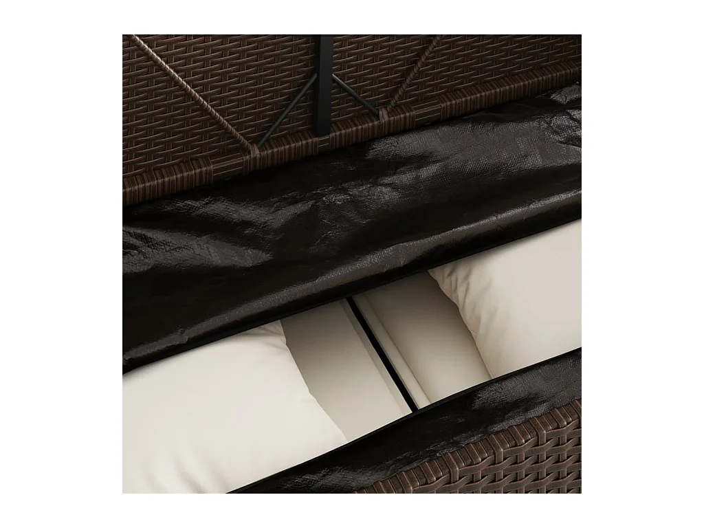 Banc de jardin avec coussins marron résine tressée