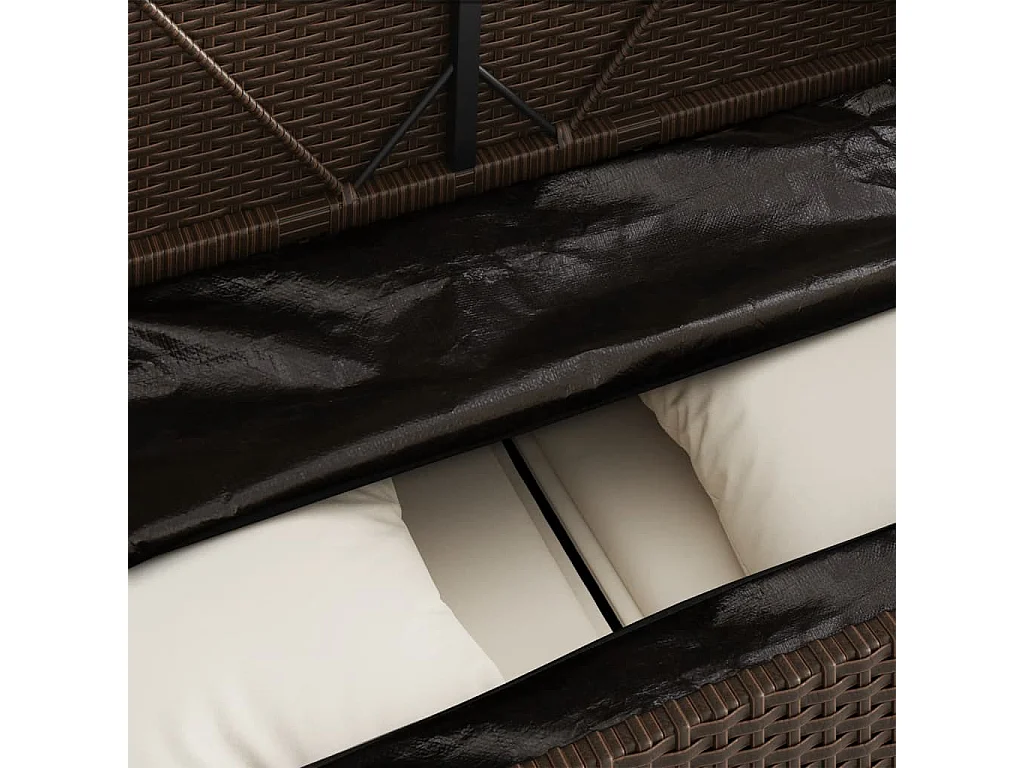 Banc de jardin avec coussins marron résine tressée