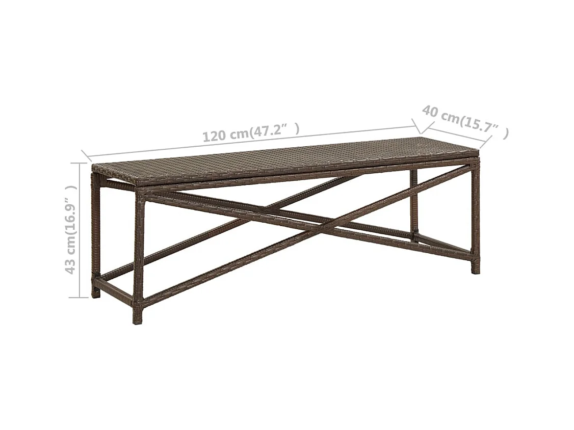 Banc de jardin 120 cm Résine tressée Marron