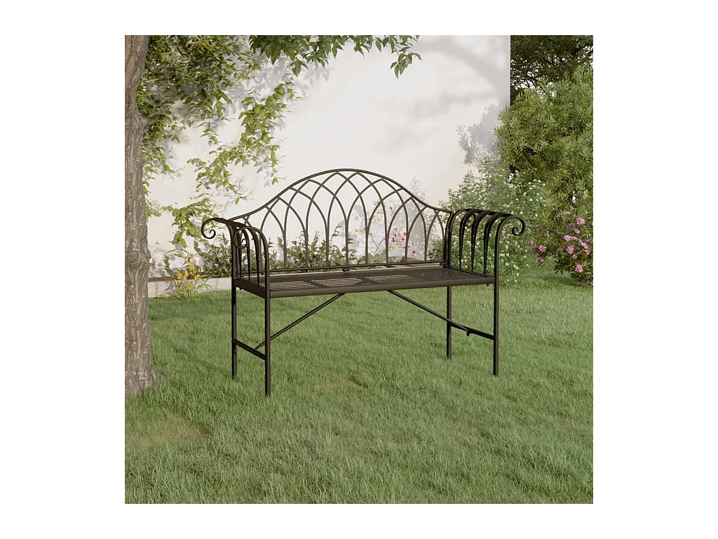 Banco de jardín de dos plazas 128 cm acero negro
