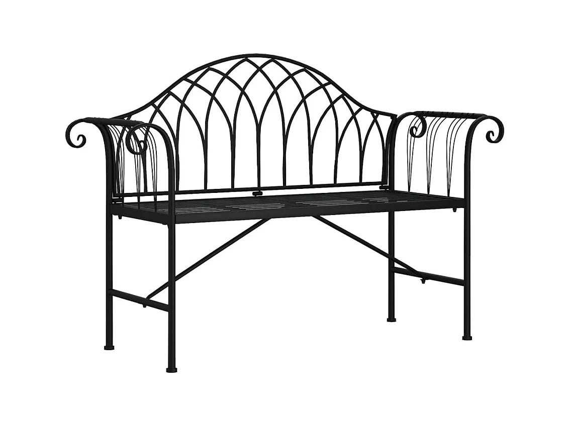 Banco de jardín de dos plazas 128 cm acero negro