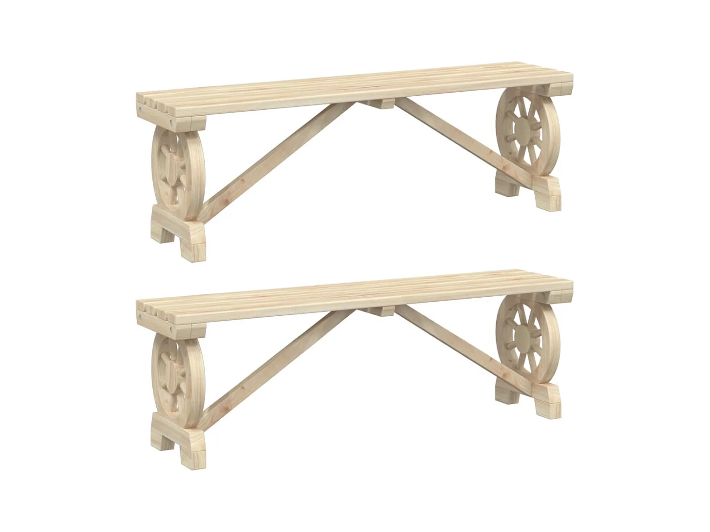 Bancs de jardin 2 pièces bois de sapin massif