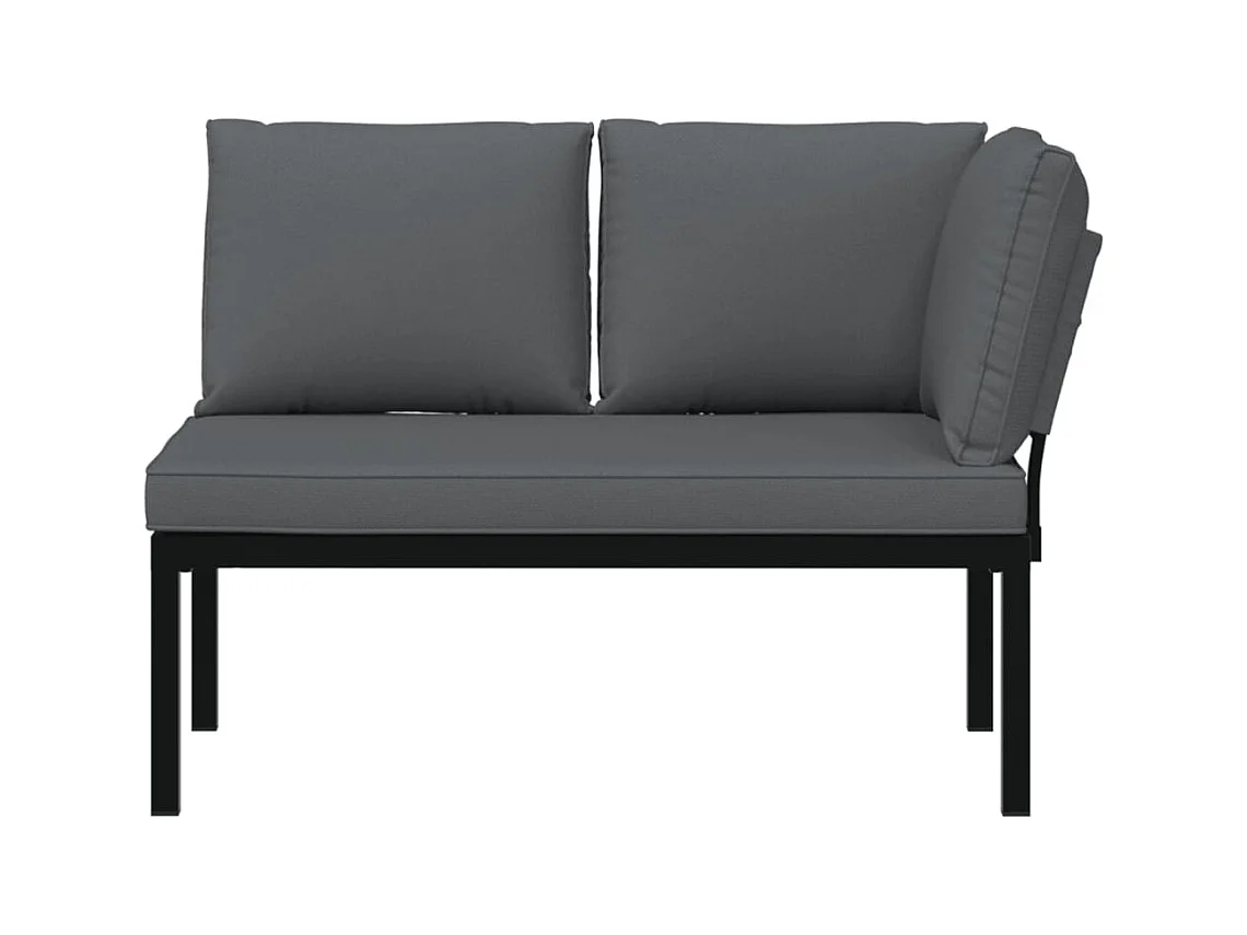 Banc de jardin avec coussins noir aluminium