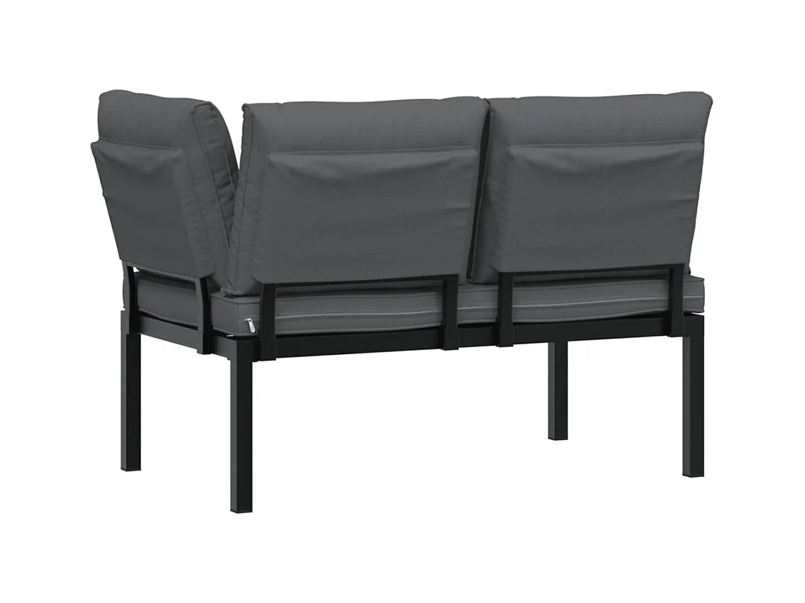 Banc de jardin avec coussins noir aluminium
