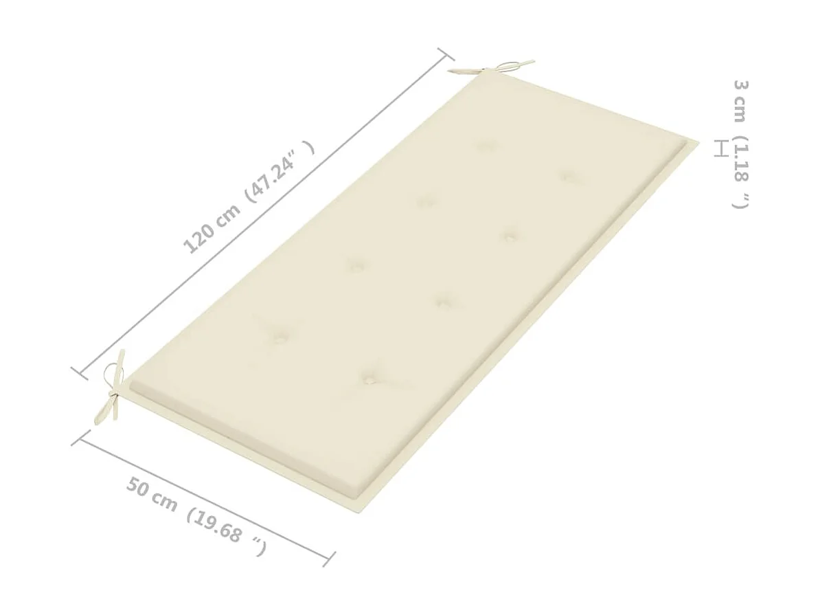 Banco de jardín con cojín bambú 120 cm