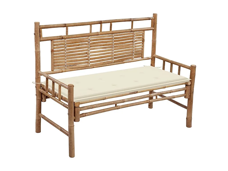 Banco de jardín con cojín bambú 120 cm