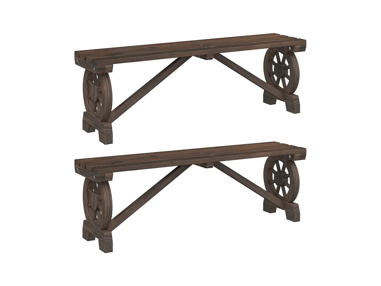 Bancs de jardin 2 pièces bois de sapin massif