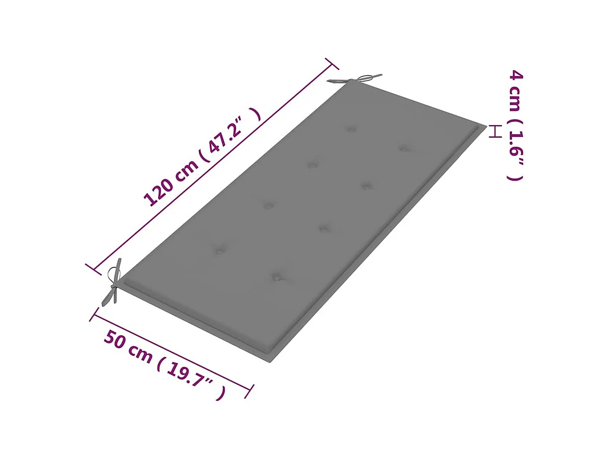 Banco de jardín 2 plazas madera maciza eucalipto y cojín 120 cm