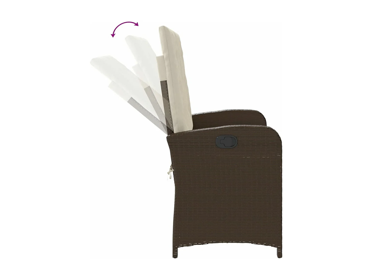 Tuinbankje verstelbaar met kussens poly rattan bruin