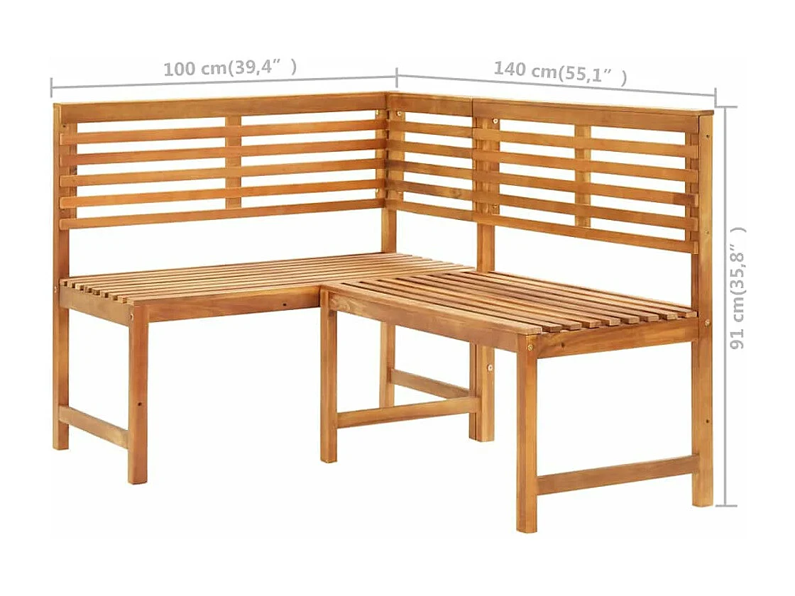 Tuinhoekbank 140 cm massief acaciahout
