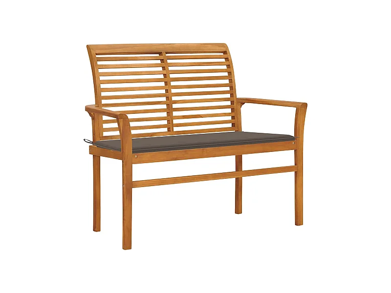 Banc de jardin avec coussin taupe 112 cm Bois de teck massif