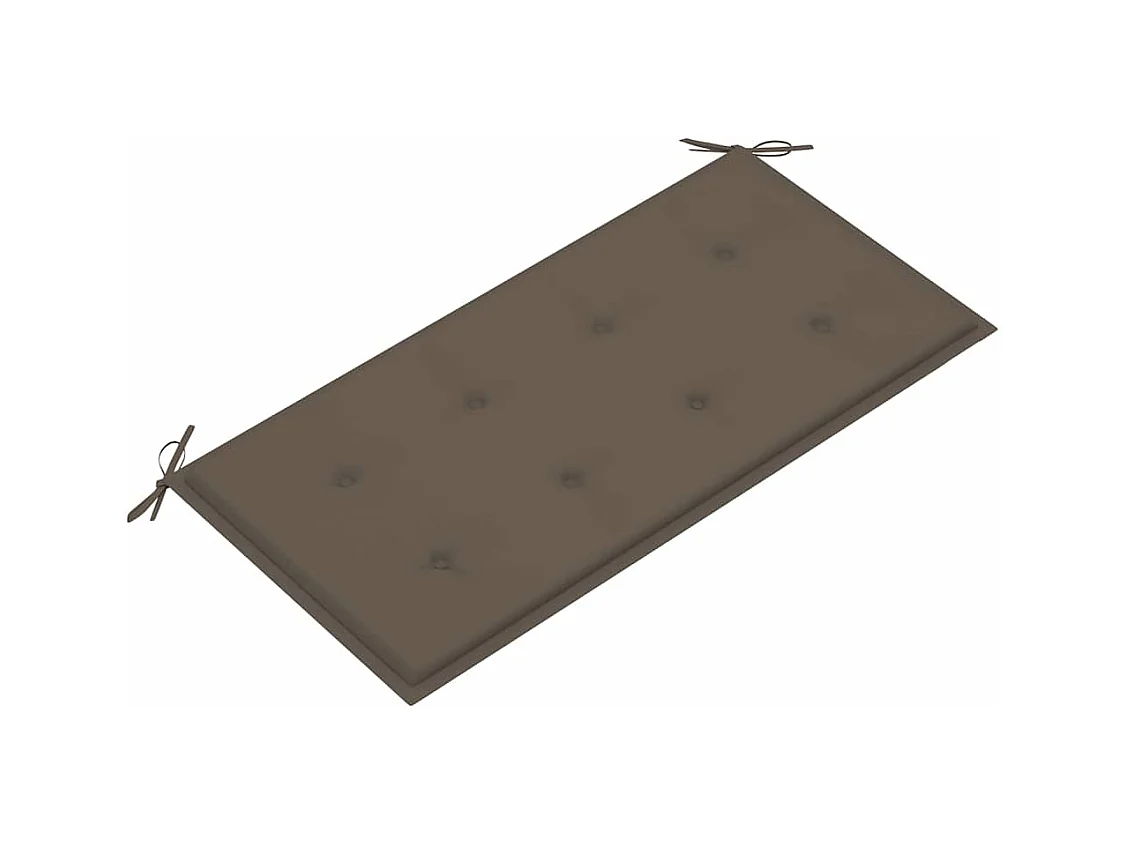 Banco de jardín madera maciza teca con cojín gris taupe 112 cm
