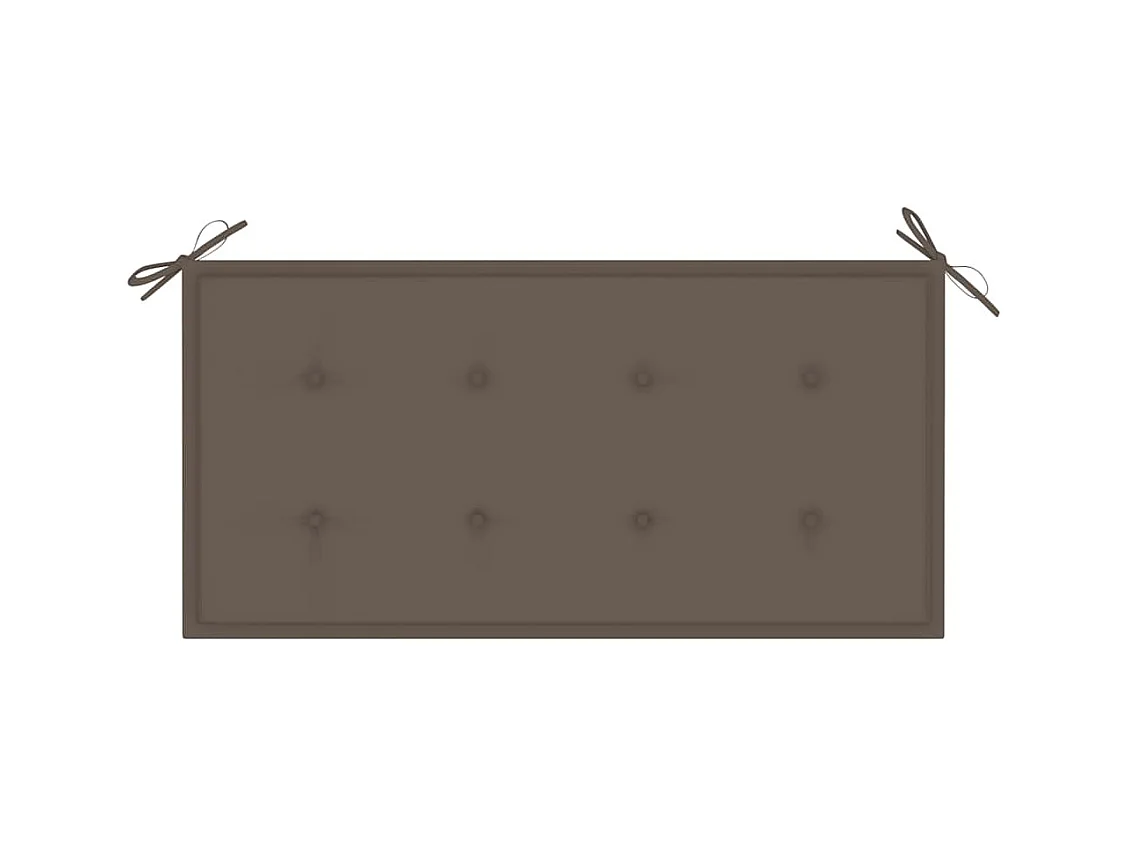 Banco de jardín madera maciza teca con cojín gris taupe 112 cm