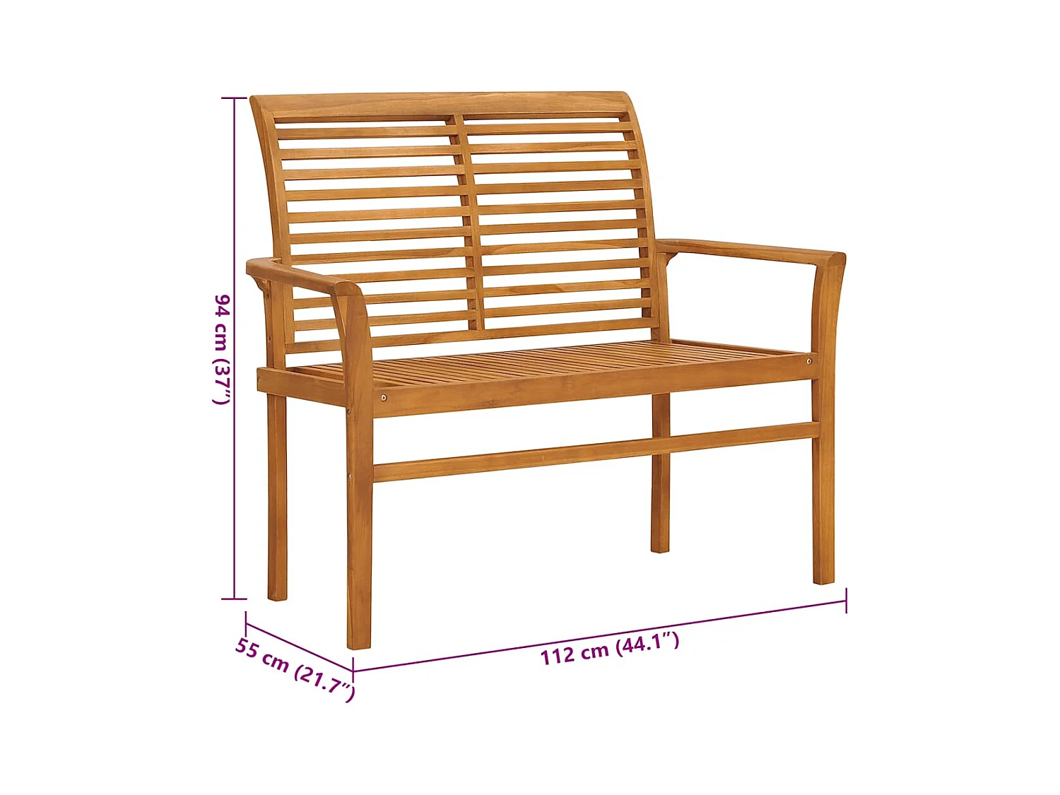 Banco de jardín madera maciza teca con cojín gris taupe 112 cm