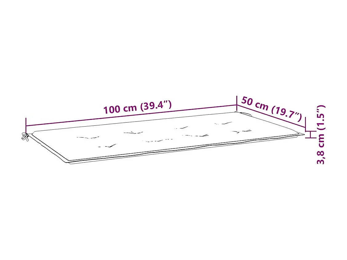Banc de jardin avec coussin taupe 112 cm Bois de teck massif
