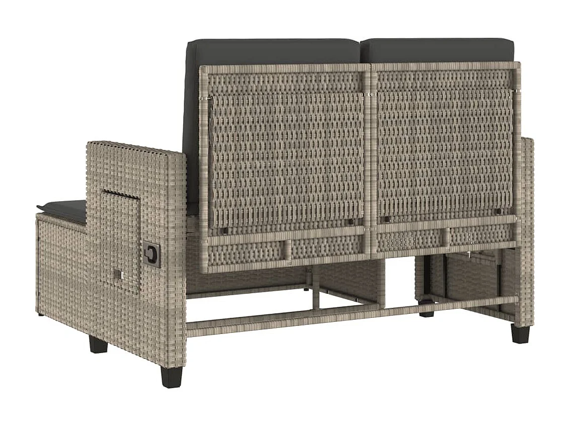 Sillón reclinable de jardín con cojines ratán sintético gris