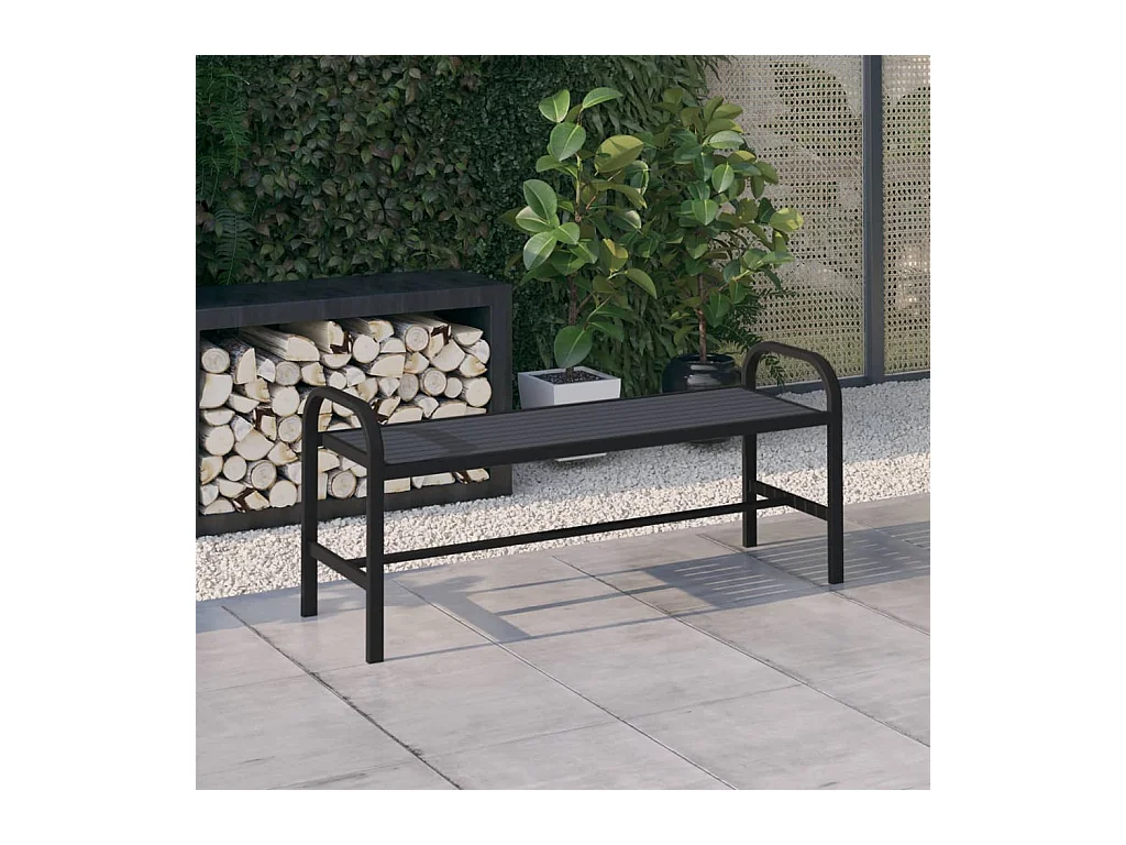 Banco de jardim 124,5 cm aço e WPC preto