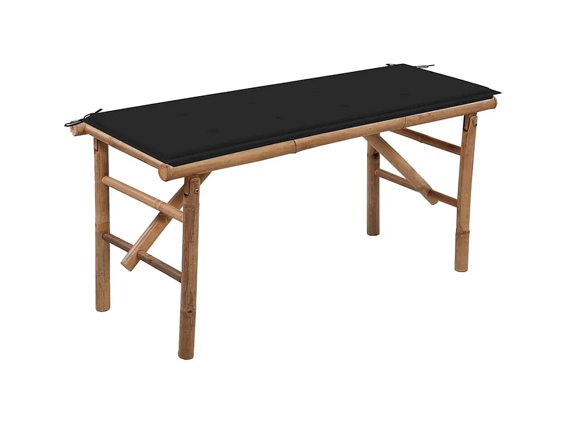 Banco de jardín plegable con cojín bambú 118 cm