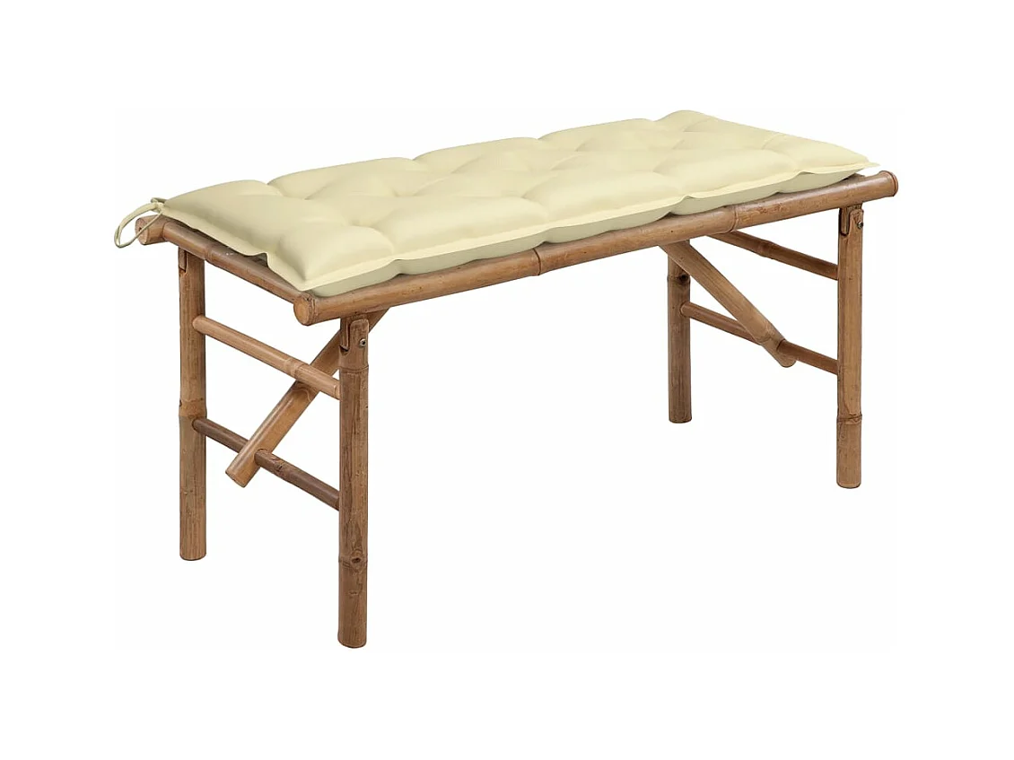 Banco de jardín plegable con cojín bambú 118 cm