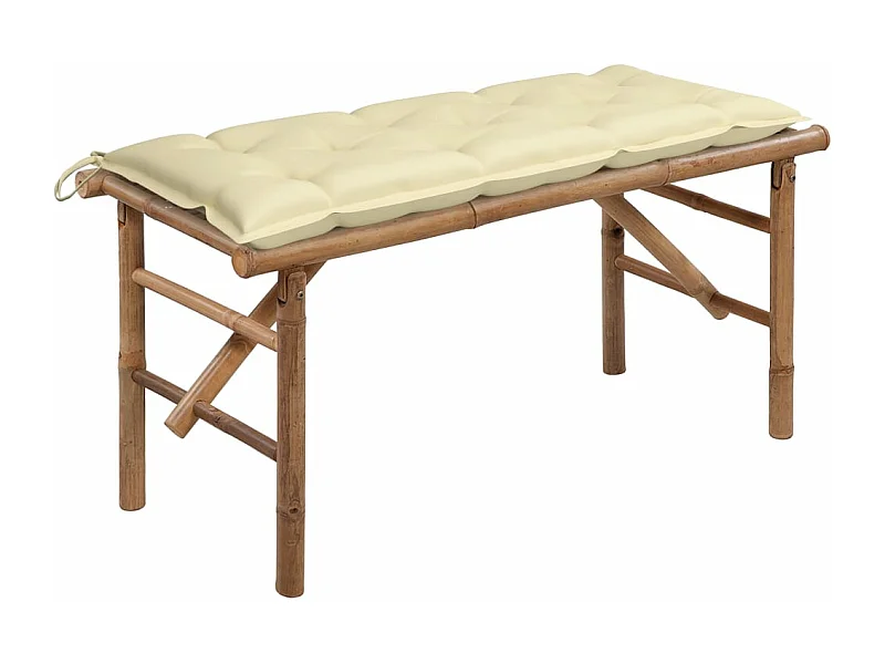 Banco de jardín plegable con cojín bambú 118 cm