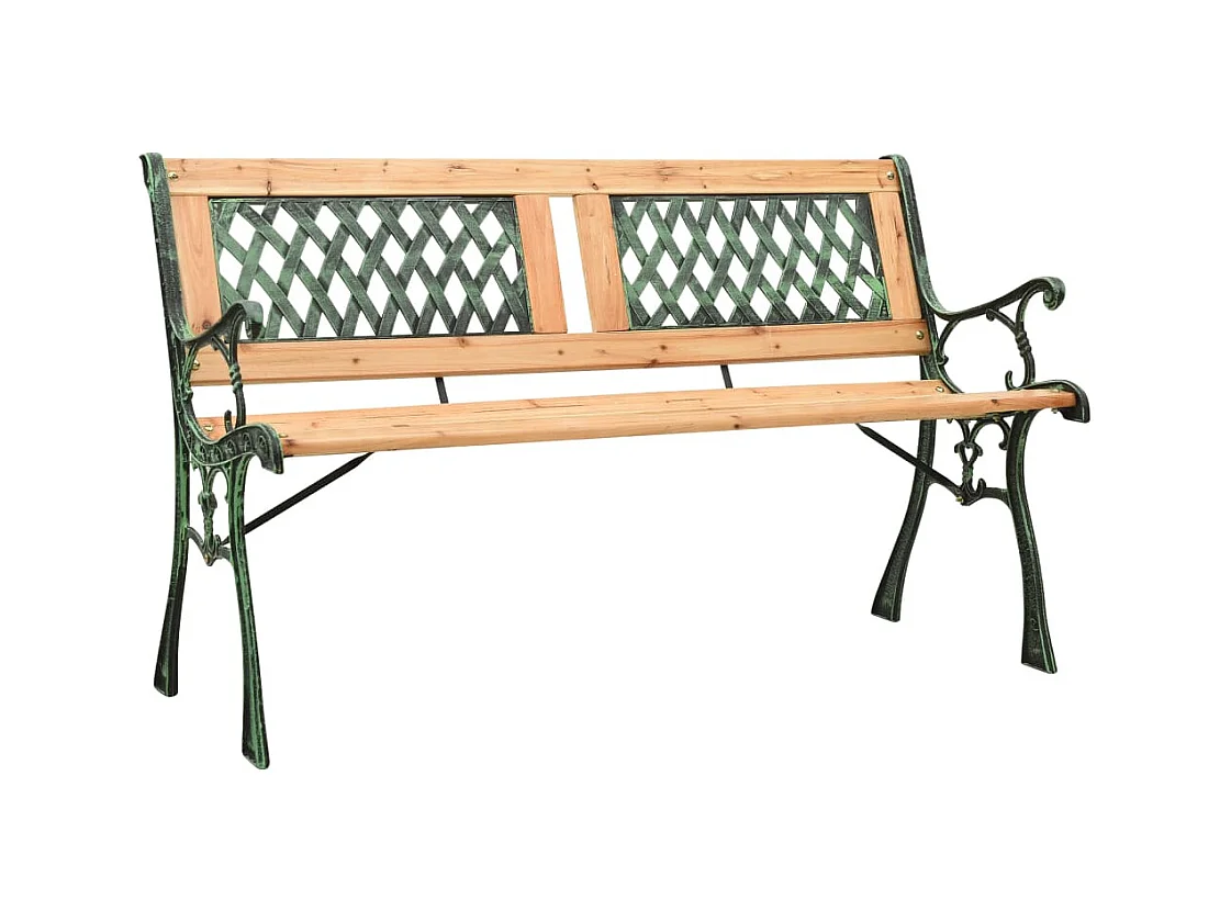 Banco de jardín hierro fundido y madera de abeto maciza 122 cm