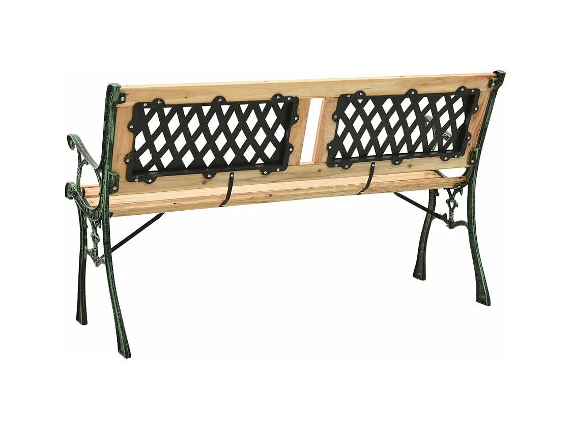 Banco de jardín hierro fundido y madera de abeto maciza 122 cm