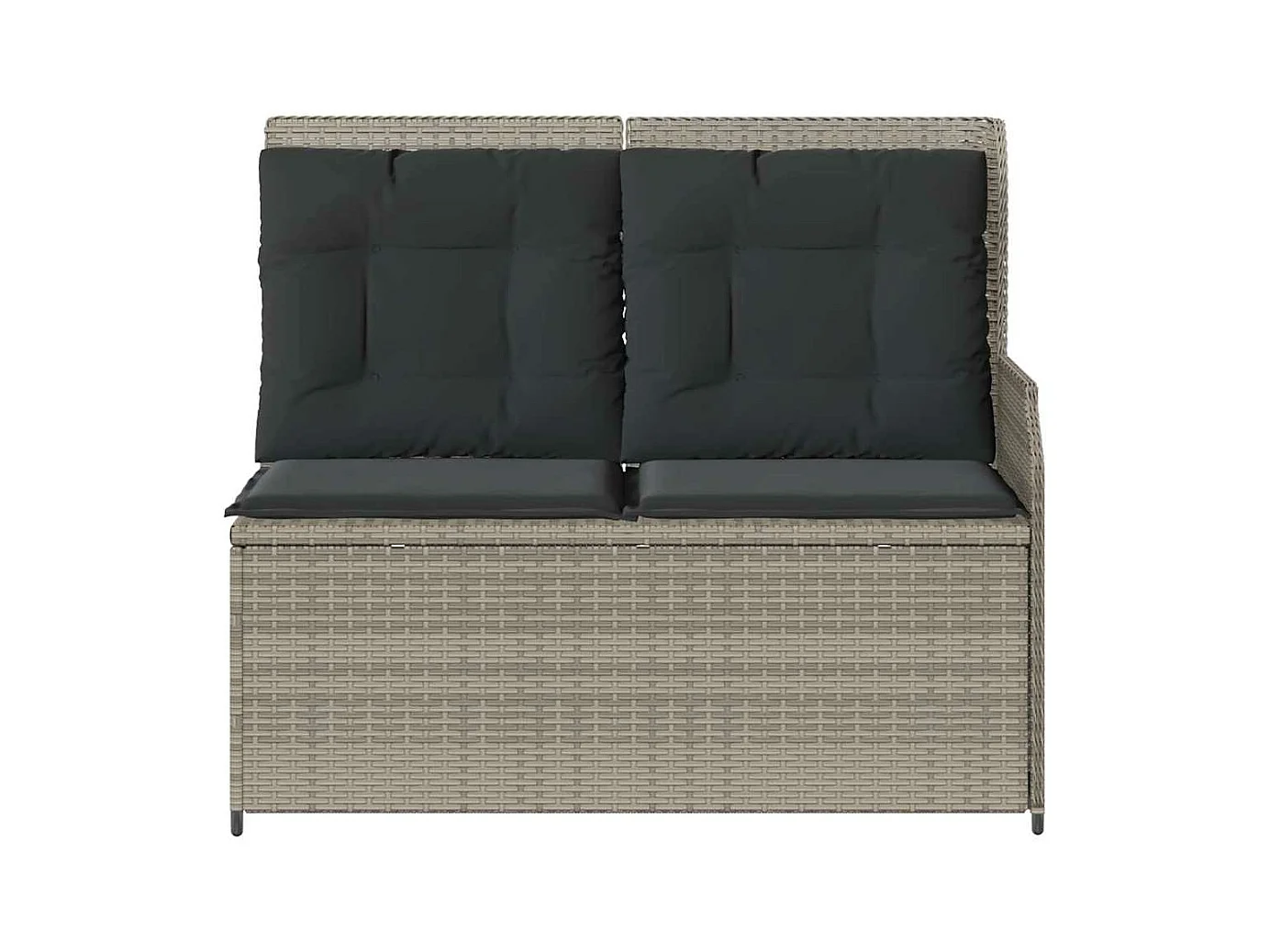 Sillón reclinable de jardín con cojines ratán sintético gris