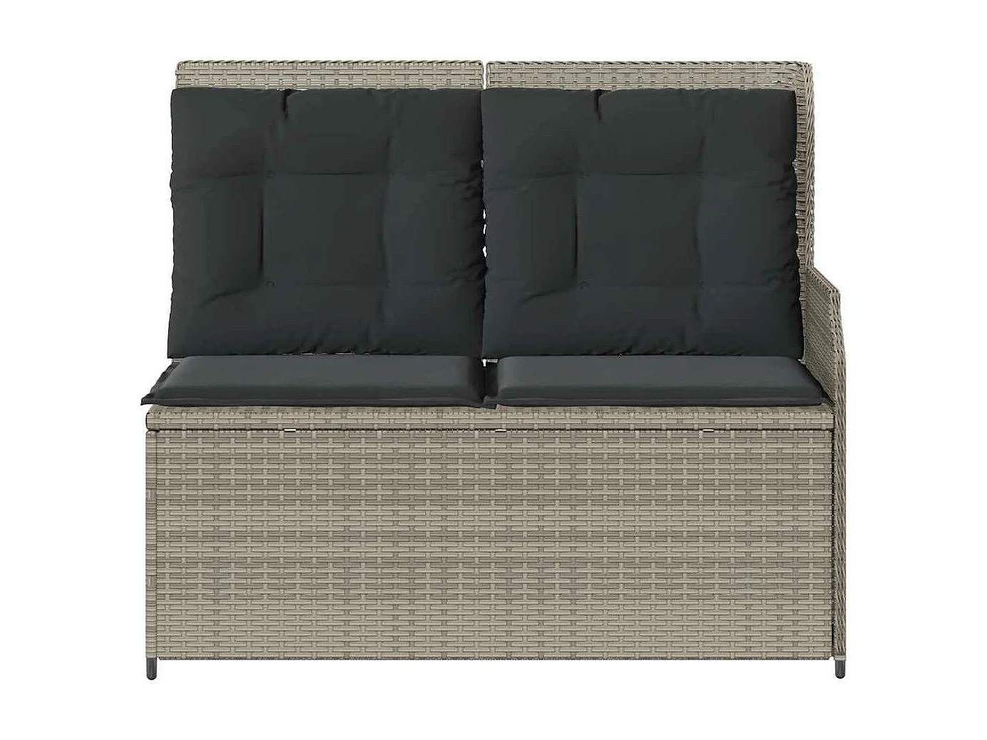 Banc inclinable de jardin et coussins gris clair résine tressée